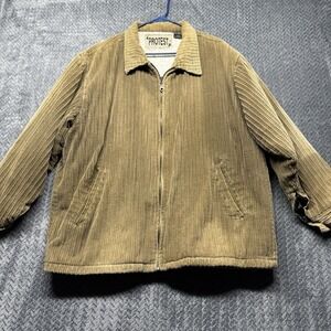 VTG  Protest Corduroy Sherpa Jacket Men's L Tan Brown Zip Up Barn Coat Lined Y2K
